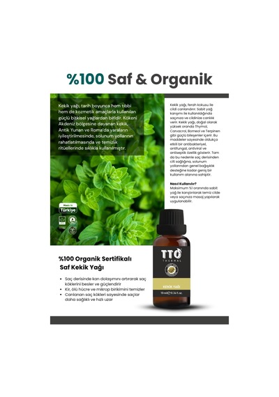 Tto Kekik Yağı 10 Ml Cilt Ve Saç İçin Doğal Arındırıcı Bakım