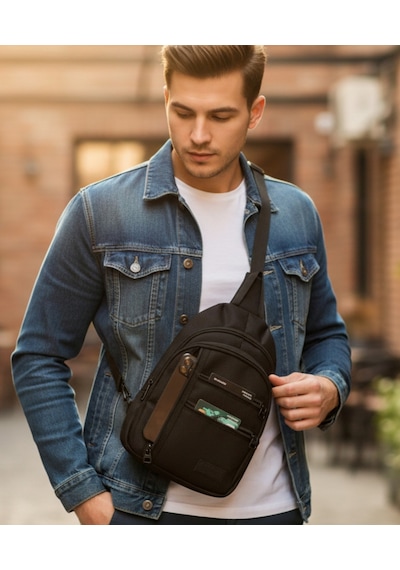 Classone Crossbody Vıp Su Geçirmez Kumaş,fermuar Çarpraz Askılı Unisex Omuz Ve Bel Çantası Siyah