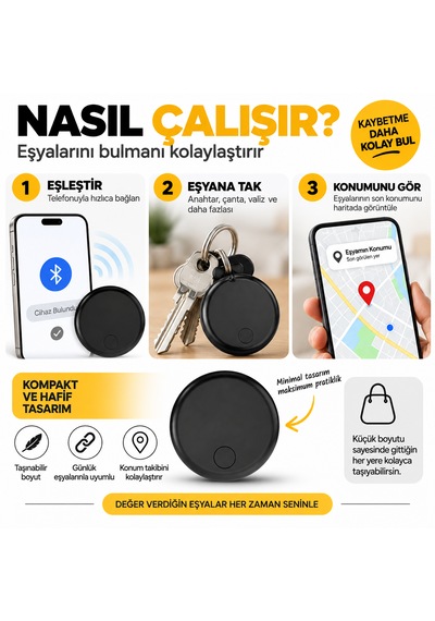 Akıllı  İos Android Uyumlu Anahtarlıklı Eşya Bulucu Bluetooth Akıllı  Tekli Paket