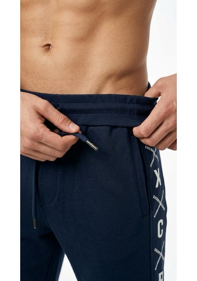 Plus Scorpion Erkek Slim Fit Eşofman Altı Yazılı Şerit Detaylı, Dar Paça Jogger Pantolon Lacivert