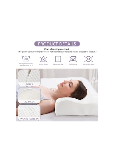 Ortopedik Yastık Visko 60x40cm Boyun Fıtığı Boyun Düzleşmesi Boyun Agrısı Desteklı Visko Ortopedik Beyaz