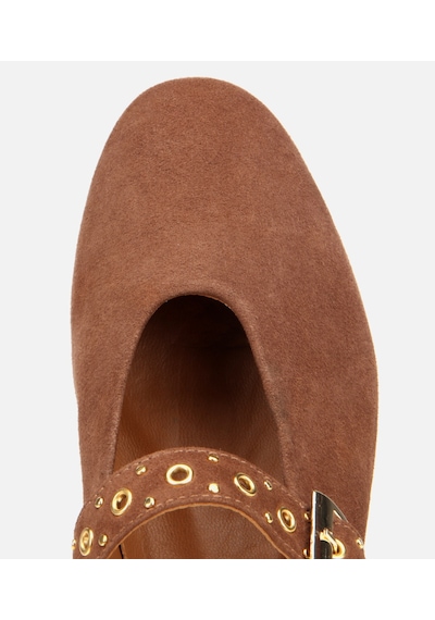 Hotiç Kadın Süet Deri Açık Kahverengi Mary Jane Kemerli Babet