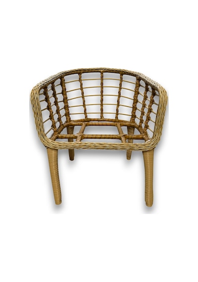 Tu Tienda Kartepe 2 1 1 Rattan Bahçe Balkon Takimi,saman Rattan/bej Kumaş Saman-bej