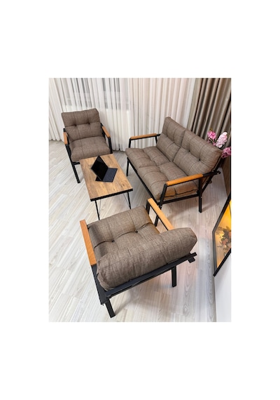 Houseart Menekşe Balkon, Bahçe,teras,cafe - Salon - Metal Kanepe Koltuk Takımı - 2 1 1 Sehpa Cappuccino Houseart Menekşe Balkon, Bahçe,teras,cafe - Salon - Metal Kanepe Koltuk Takımı - 2 1 1 Sehpa Cappuccino