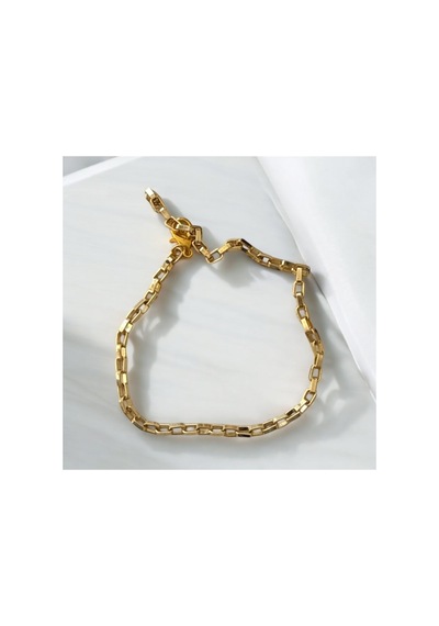 Altın Gold Renkli Modern Şık Altın Kaplı Zincir Bileklik Altın - Kırmızı