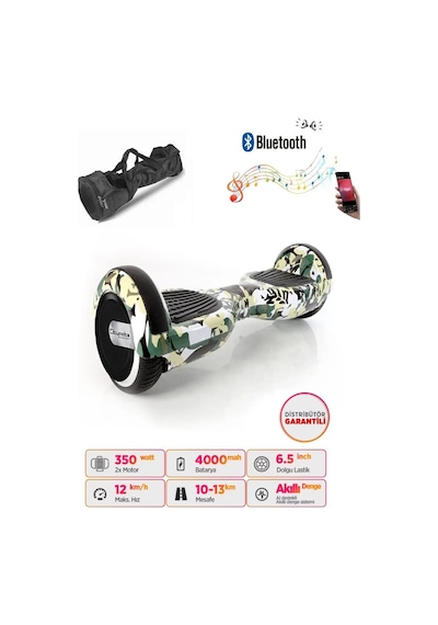 Elektrikli Kaykay Scooter Akıllı Denge Hoverboard + Hoverkart + Çanta Full Ledli Extrem Paket D07