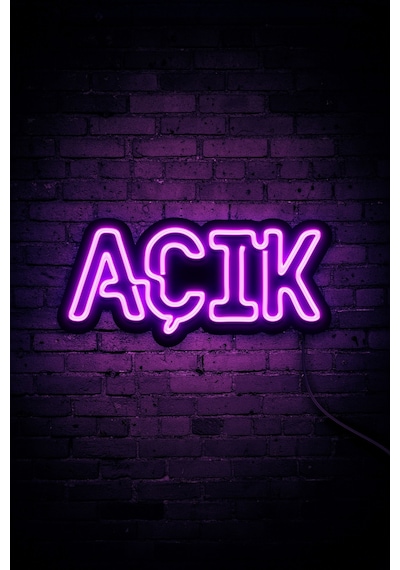 Açık Yazısı Neon Led Dükkan - İşyeri - Kapı Yazısı Pembe Pembe