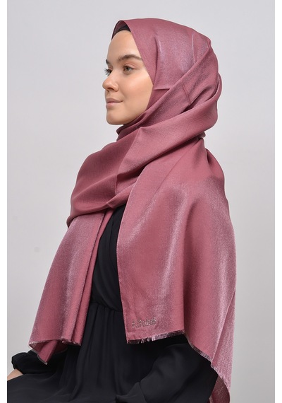 Altobeh Kadın Düz Renk Pırıltı Simli Tesettür Shawl Parlak Abiye Şal - Koyu Maron