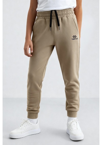 Tommylife Koyu Bej Standart Fit Manşetli İnce Erkek Çocuk Eşofman Alt - 11062 Koyu Bej