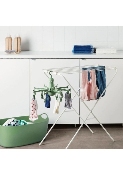 Ikea Pressa 16 Mandallı Katlanabilir Çamaşır Kurutma Askısı 40 X 26 Cm Yeşil