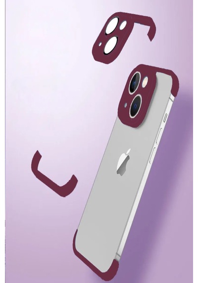 Apple Uyumlu iPhone 13 Kapak 2 Parçalı Alt Üst Kamera Lens Korumalı Sert Silikon Kılıf