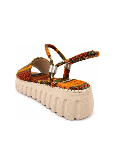 Papucumun Dünyası Kadıın Etnik Kilim Desenli Açık Burun Dolgu Taban Günlük Ve Yazlık Sandalet Karışık Papucumun Dünyası Kadıın Etnik Kilim Desenli Açık Burun Dolgu Taban Günlük Ve Yazlık Sandalet Karışık