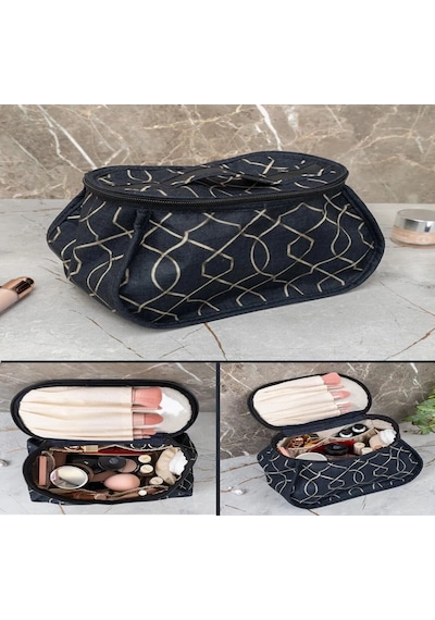Elegan Seyahat Makyaj Çantası 19 17 24 Siyah
