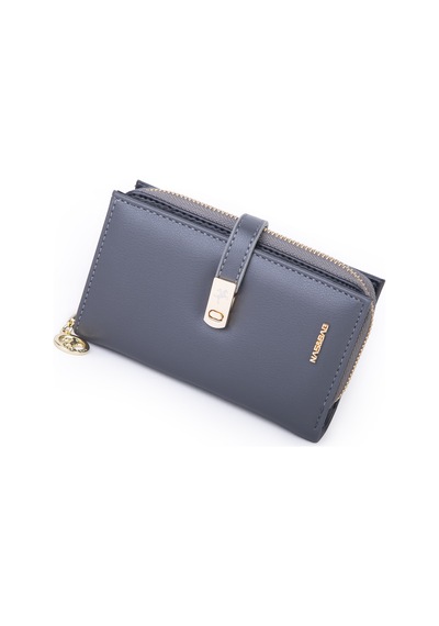 Nas Bag Kadın Orta Boy Kartlık Kağıt Para Ve Bozuk Para Tasarımına Sahip Gri Dona 16x9 Cm
