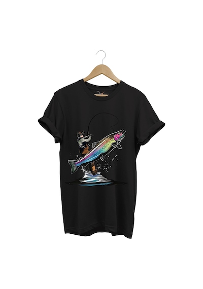 Olta İle Balıkçılık Fishing Balık Avcılığı Alabalık Turna Avcılığı Regular Fit %100 Pamuk Tişört Siyah