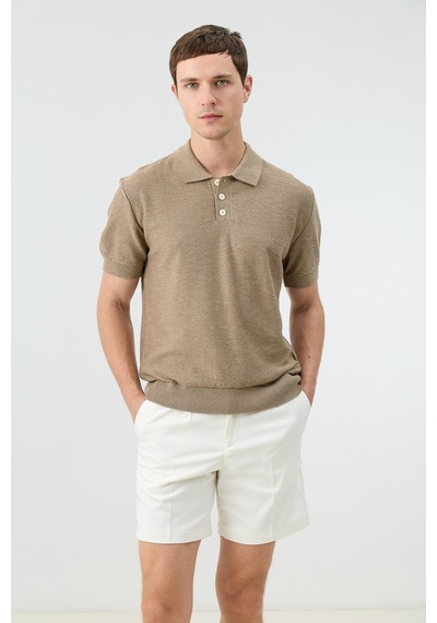 Antioch Dokulu Polo Yaka Triko Erkek T-shirt Bej
