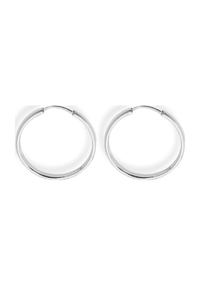 Oya Silver Oval Hatlı Yuvarlak Gümüş Halka Küpe 2.5x2.5cm - 3mm Kalınlık 925 Ayar