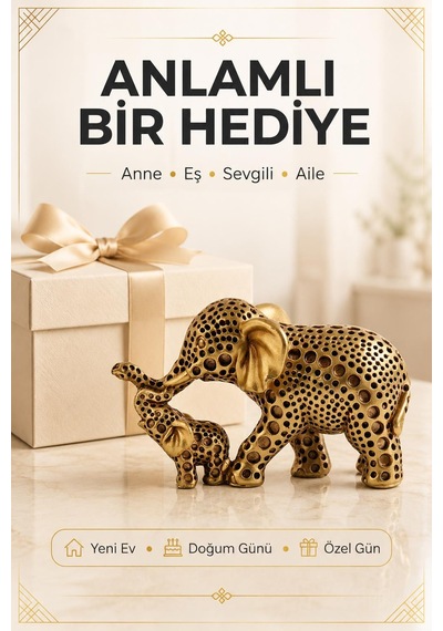 Anne Yavru Fil Biblo 11 Cm İskandinav Dekoratif Obje Ev Ofisi Masa Konsol Hediyesi Renkli Tasarım 09030518