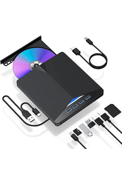 Techtic 7in1 Harici Dvd-rom Usb 3.0 Hub Çoğaltıcı Tf Sd Kart