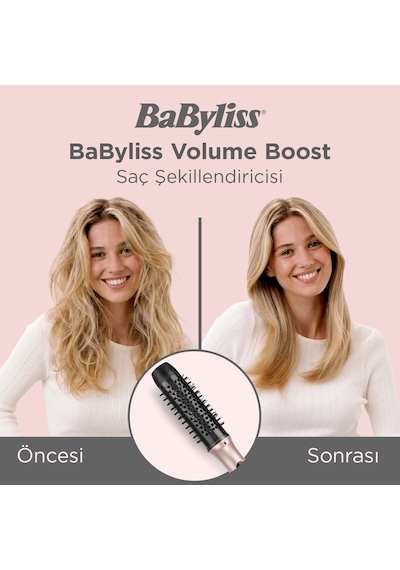 Babyliss Volume Boost İyon Etkili 4 Isı Ayarlı Seramik Isıtıcı Gövdeli Termal Saç Fırçası Pembe Hsb200e