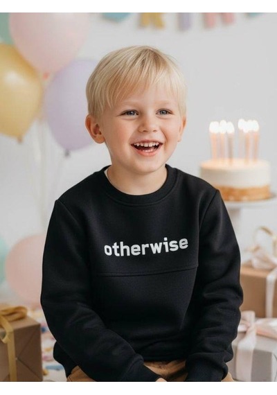 Zekids Erkek Çocuk Otherwise Yazılı Pamuklu Sweatshirt-14231 Siyah
