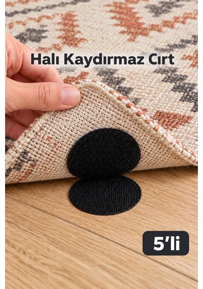 Halı Kilim Kaydırmaz Cırt Yuvarlak Yapışkanlı 5 Cm 5 Adet Koltuk Örtüsü Sabitleyici