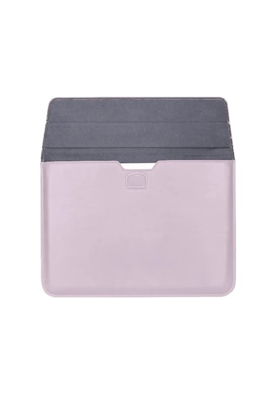 Apple Uyumlu MacBook Air M2 15 Inç 2023 M2 Çip A2941 Deri Mıknatıslı Çanta Stantlı Şık Tasarım Açık Pembe