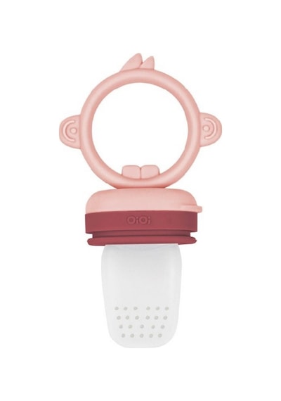 Oioi Diş Kaşıyıcılı Meyve Püre Emziği Bordo - Pembe