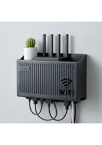 Lb Duvar Tipi Wi-fi Modem Saklama Kutusu Siyah Kablo Düzenleyici Router Raf Organizer