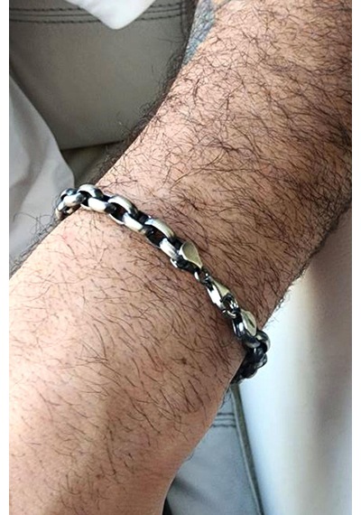 Masculine Trace Sitrin Taşlı 925 Ayar Gümüş Tasarım Erkek Bileklik Gümüş