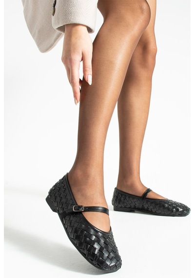 Dabab Shoes Elvıa Siyah Kadın Örgü Dokulu Bilekten Bantlı Tokalı Mary Jane Düz Ayakkabı Babet Dabab Shoes Elvıa Siyah Kadın Örgü Dokulu Bilekten Bantlı Tokalı Mary Jane Düz Ayakkabı Babet