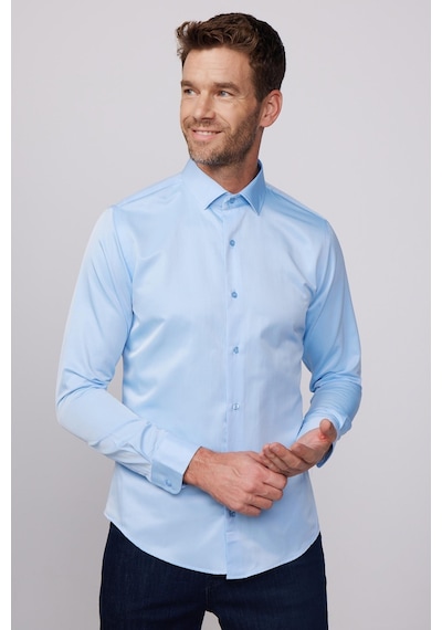 Tudors Slim Fit Pamuklu Düz Erkek Mavi Gömlek-28021-mavi Mavi