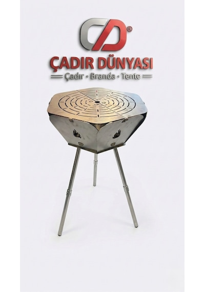 Çadır Dünyası Ayarlanabilir Ayaklı Kamp Ateşi Ve Barbekü Seti - 45 Cm Genişlik, Teleskopik Yükseklik Ayarlı Ateş Çukuru Çok Renkli