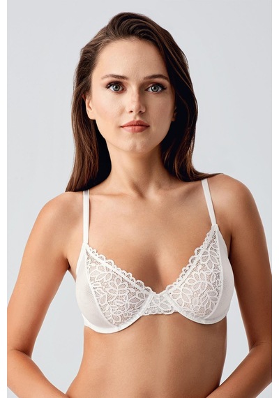 New Bra Kadın B Kap Dantelli Desteksiz Sütyen Ekru 8410 Ekru