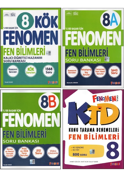 Fenomen 8. Sınıf Fen Bilimleri Kök+8a+8b+konu Tarama D. Fen B. 4 Kitap