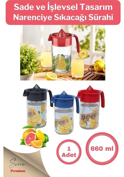 Titiz Pratik Narenciye Portakal Sıkacağı Manuel Cam Hazneli Sürahi Karaf 660 Ml