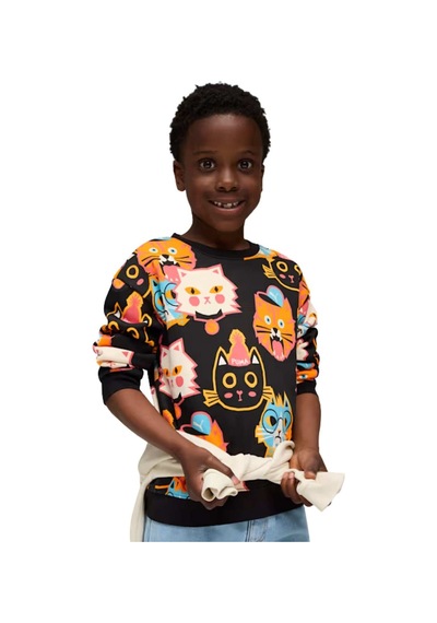 Puma Puma Moody Cat Crew Unisex Çocuk Siyah Sweatshirt 28605 SiYAH