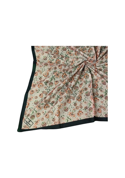 Mim Eşarp Prime Pamuk Çiçek Desenli Eşarp 90x90 Cm Siyah - Vizon