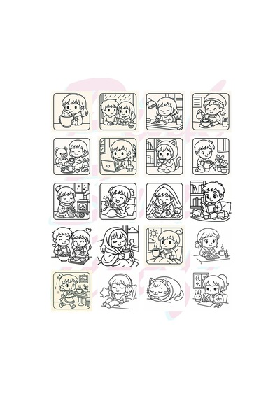 Cozy Anime Chibi Moments Bold And Easy 20x20 Cm Büyük Boyama Kitabı, Çocuklar Ve Yetişkinlere