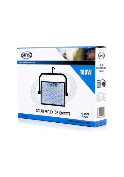 Ars-348960 Lmb Güneş Enerjili Led Işık 100w 3 Farklı Led Işık Kamp Solar Fener Projektör Dış Mekan
