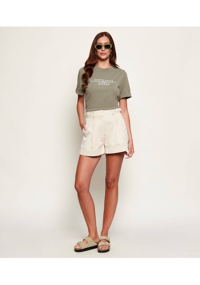 Guess W6gı03k2657 Xns Logo Tee Kadın Tişört Yeşil
