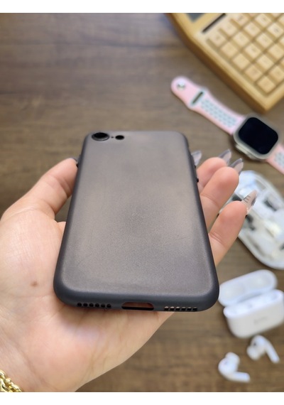 Apple iPhone 7 Uyumlu Süper İnce Mat Ultra Thin Silikon Kılıf Siyah