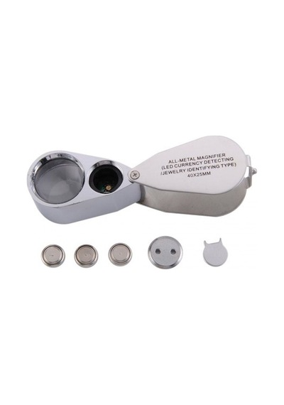- , Için özel Kutulu Metal ışıklı Lup 40x25 Beyaz