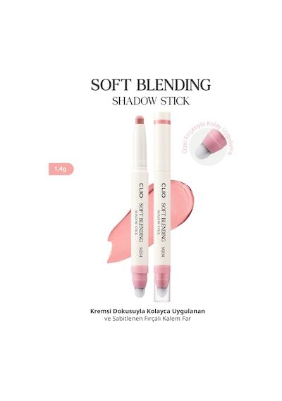 Kremsi, Kolayca Uygulanan Ve Sabitlenen Fırçalı Kalem Far Soft Blending Shadow Stick M204 Rose Mousse