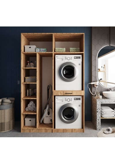 Megan Çamaşır Ve Kurutma Makinesi Dolabı Banyo Dolabı Çam Çam