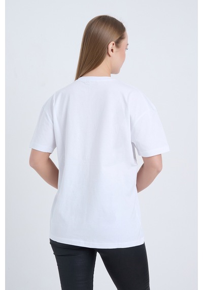 Kadın Oversize Baskılı T-shirt Beyaz Everything To Gain Beyaz