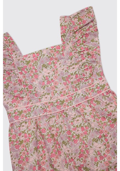 Panço Liberty Kumaş Kız Bebek Pembe Salopet