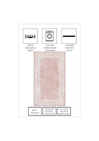West Home Dijital Baskı Yıkanabilir Kaymaz Taban Leke Tutmaz Pembe Mutfak Halısı Salon Halısı Ve Yolluk Wh 440 Rose