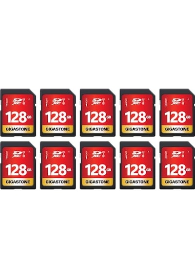 Gıgastone 128 Gb Sdxc Hafıza Kartı Paketi 10'lu, Uhs-ı U1 Sınıf 10, Canon Olympus Pc Dijital Fotoğraf Makineleri İçin 80 Mb/s'ye Kadar