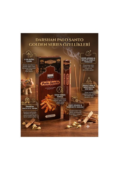 Darshan Golden Series Premium Palo Santo Çubuk Tütsü 20 Adet